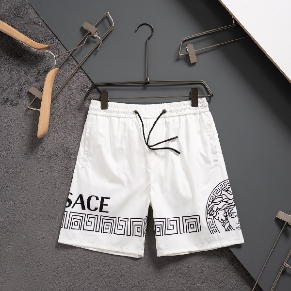 Versace Men’s White Shorts with Medusa Head and Greca Border AO70097002