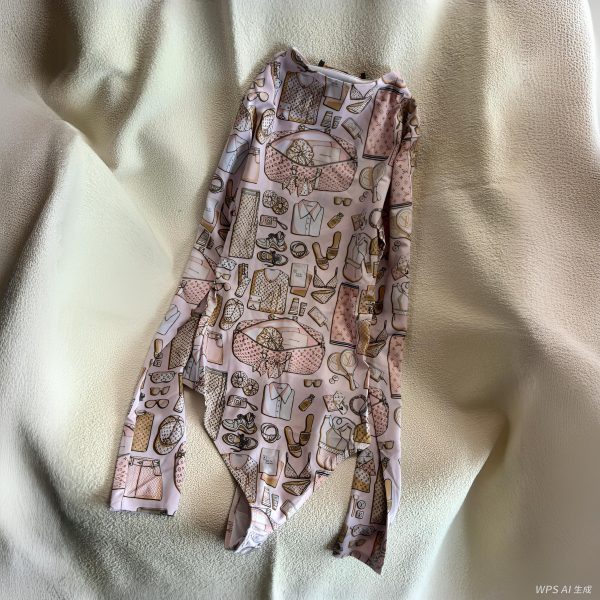 Louis Vuitton Pink & White Illustrative Sketch Print Long-Sleeved Bodysuit AO75045011