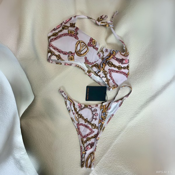 Louis Vuitton White & Pink Chain-Print Bikini Set AO55045001