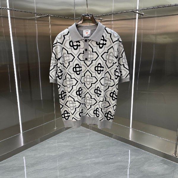 Casablanca Monogram Tile Jacquard Knit Polo Shirt AA50046020