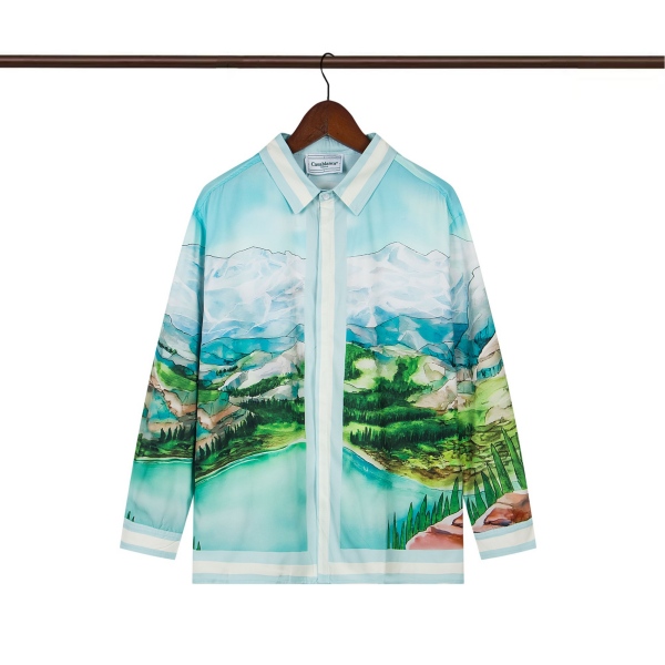 Casablanca "Dalmatian À La Montagne" Printed Silk Long-Sleeve Shirt AO70046296
